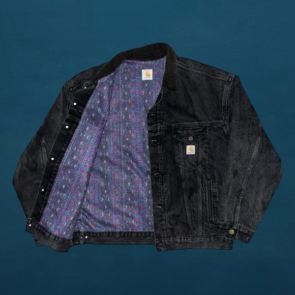 Carhartt Other - Vintage Carhartt Detroit JB1065 Aztec Blanket Lined Denim Trucker Jacket